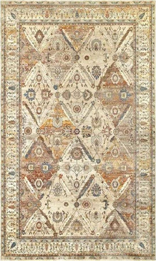 Vtw Living Retro Vloerkleed Vintage Tapijt Karpet Vintage Vloerkleed Kleed Geel Beige 290 cm
