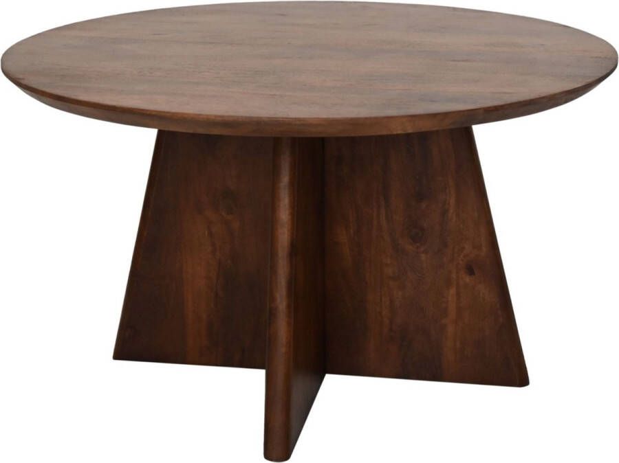 Vtw Living Ronde Salontafel met Kruispoot Bruin Mangohout 80 cm breed