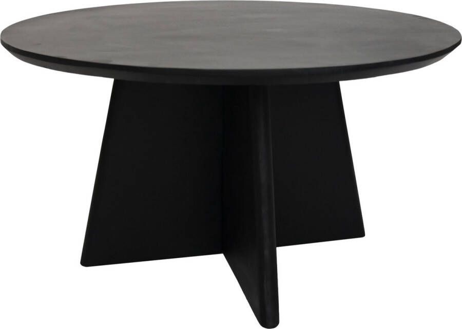 Vtw Living Ronde Salontafel met Kruispoot Mat Zwart Mangohout 80 cm breed