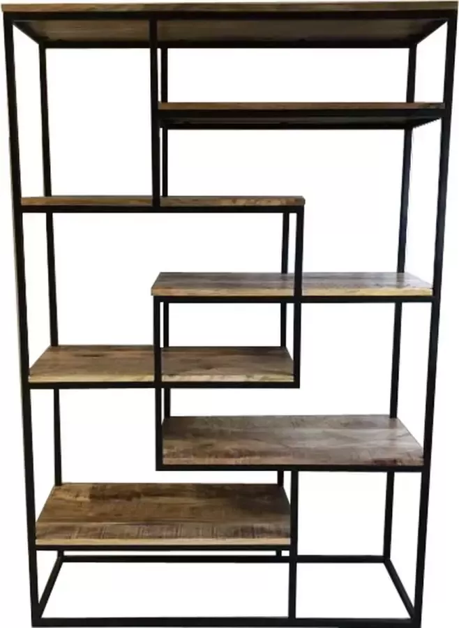 Vtw Living Vakkenkast Van Mangohout Kast Vakkenkast Stellingkast Boekenkast Industriële Kast 180 cm hoog