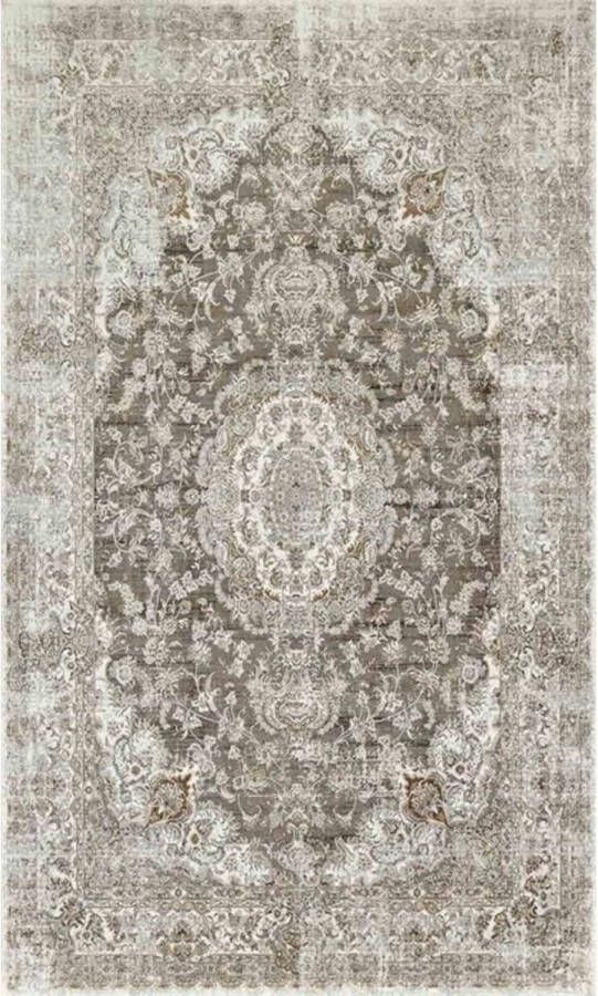 Vtw Living Vloerkleed Vloerkleden Industrieel Vloerkleed Retro vloerkleed Vintage Vloerkleed Vintage Tapijt Kleed Grijs 290 cm