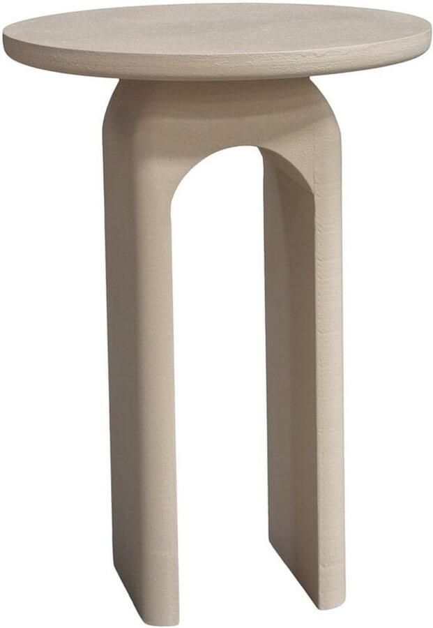 Vtw Living Bijzettafel Rond Salontafel Bijzettafels Bijzettafeltje Hout Creme 40 x 40 x 55 cm