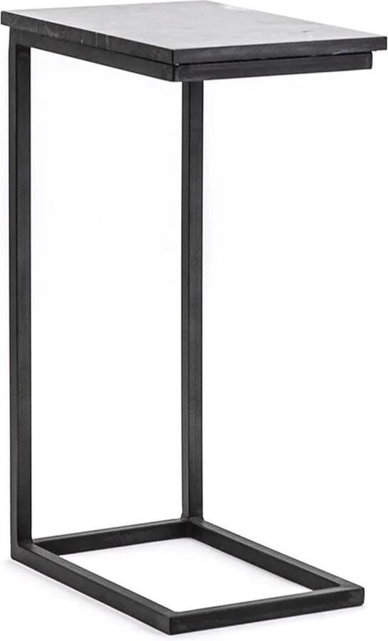 Vtw Living Bijzettafel van Marmer Grijs Zwart Bijzettafels Bijzettafeltjes Woonkamer 40 x 27 x 65 cm
