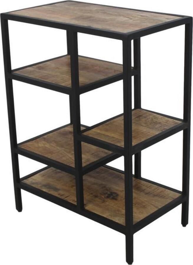 Vtw Living Boekenrek Boekenkasten Vakkenkast Boekenkast Industrieel Mangohout Zwart 81 cm