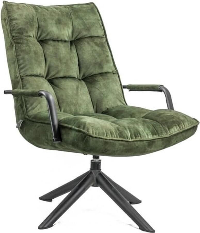 Vtw Living Draaifauteuil met Armleuning Fauteuil Fauteuils Draaistoel Stof Groen 72 x 80 x 88 cm