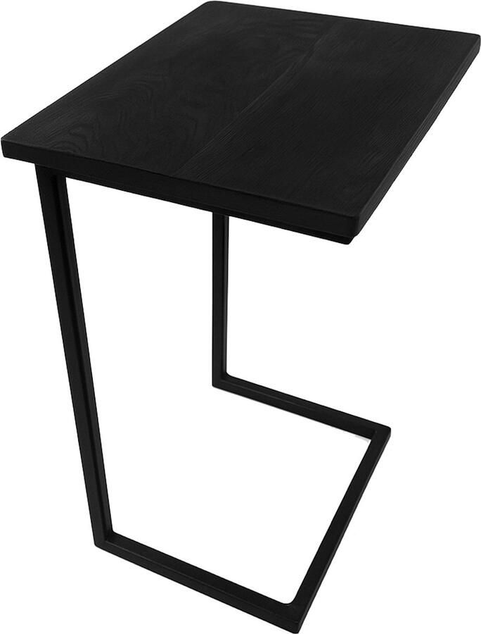 Vtw Living Industriële Bijzettafel Mangohout en Metaal 38×30×65 cm Zwart