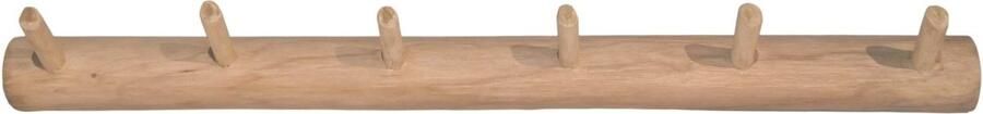 Vtw Living Kapstok 90 cm breed Teakhout Wandkapstok van Hout 6 Haken