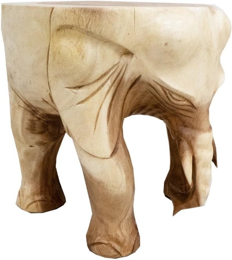 Vtw Living Kruk in vorm van een Olifant Massief Suarhout Teakhout Krukje 35 x 25 x 45 cm