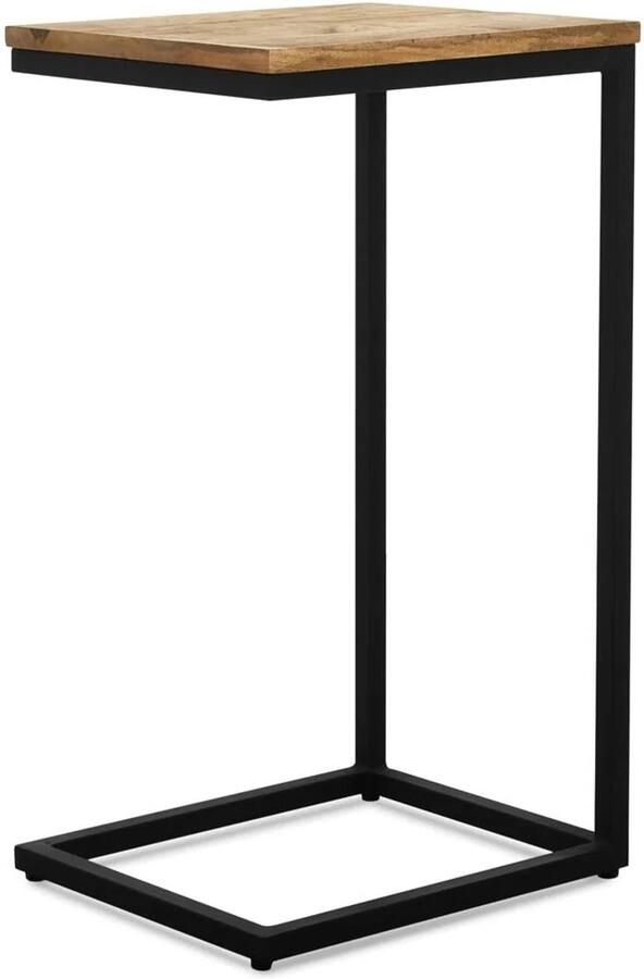 Vtw Living Luxe Bijzettafel Laptoptafel Bijzettafeltje Coffee Table Mangohout Metaal Goud Zwart 68 cm hoog