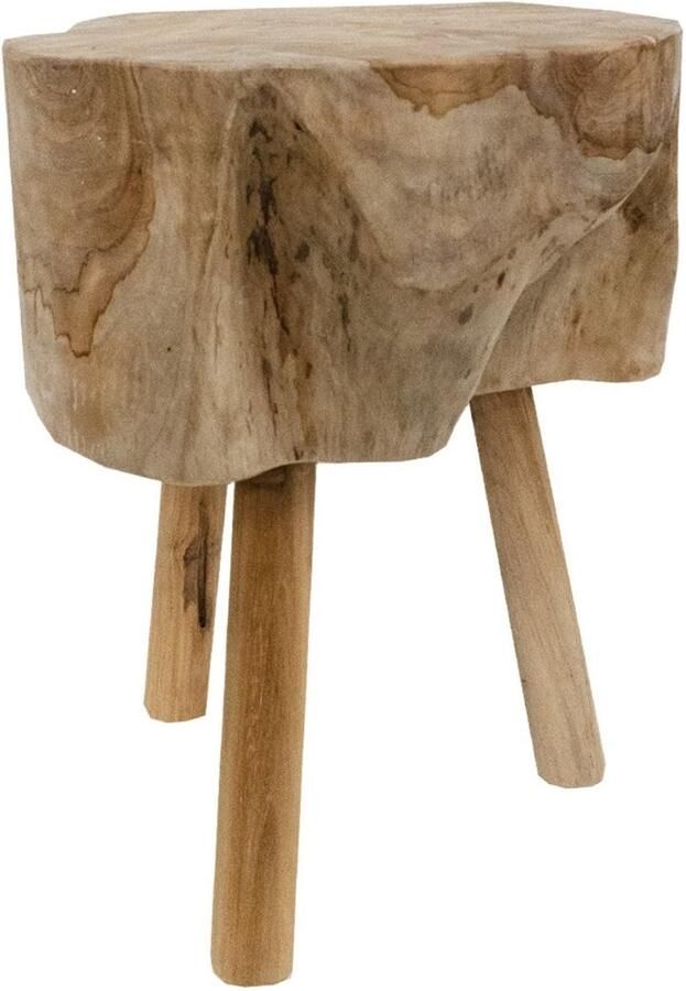 Vtw Living Massief Teakhouten Boomstamkruk Kruk Krukje Landelijk Ø 35cm