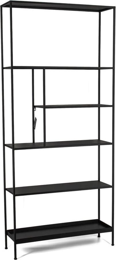 Vtw Living Open Vakkenkast van Metaal Stellingkast Boekenkast Zwart 80 x 26 x 180 cm