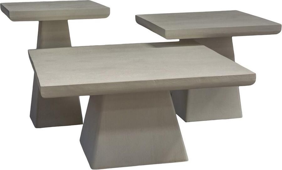 Vtw Living Salontafel Set van 3 Salontafel Vierkant Salontafels Hout Beige 70 x 70 x 35 cm - Foto 2