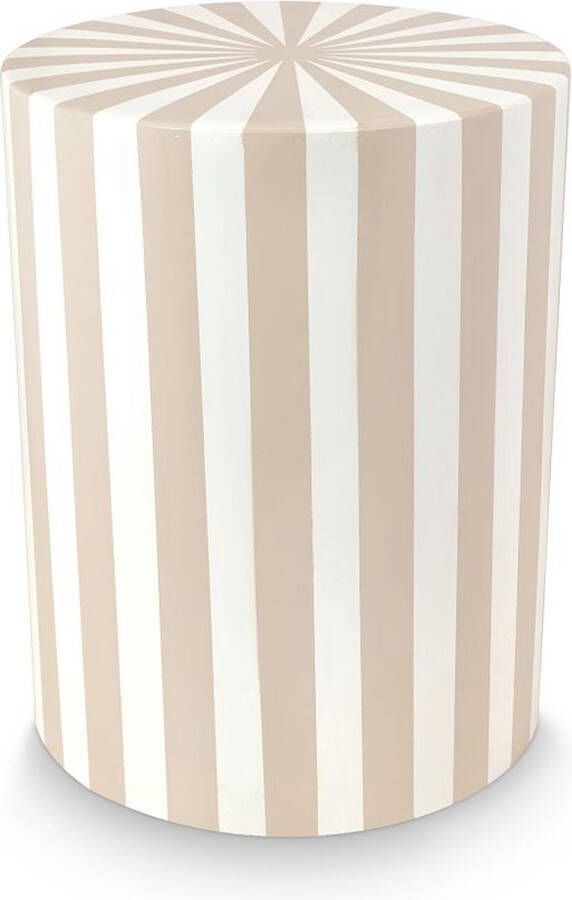 Vtwonen Bijzettafel Metal Stripe Beige & Wit Metaal 35 x 45 cm