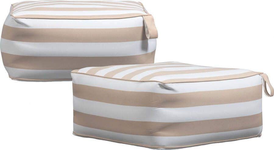 Vtwonen Opblaasbare buitenpoef Sit On Air- Polyester Zand Wit Set van 2