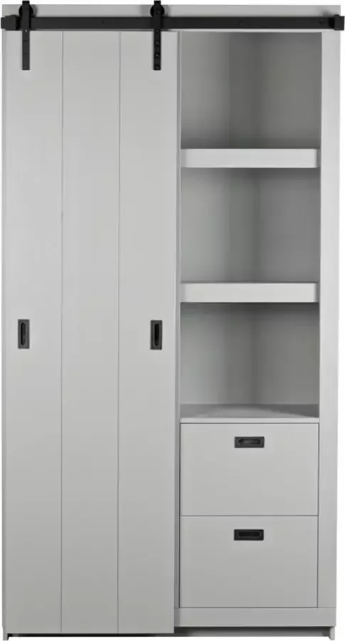 Vtwonen Wandkast Schuifdeurkast Barn Grenen Grijs 122x230x37 cm (BxHxD) Metalen Rail Woonexpress - Foto 2