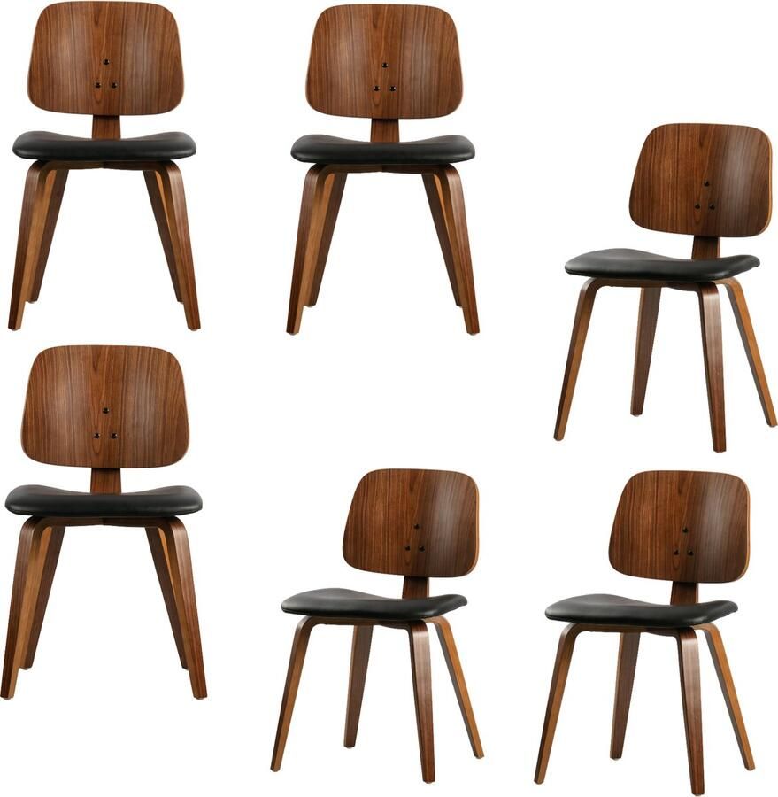 Vtwonen Classic Eetkamerstoelen Hout Zwart Walnoot Set van 6
