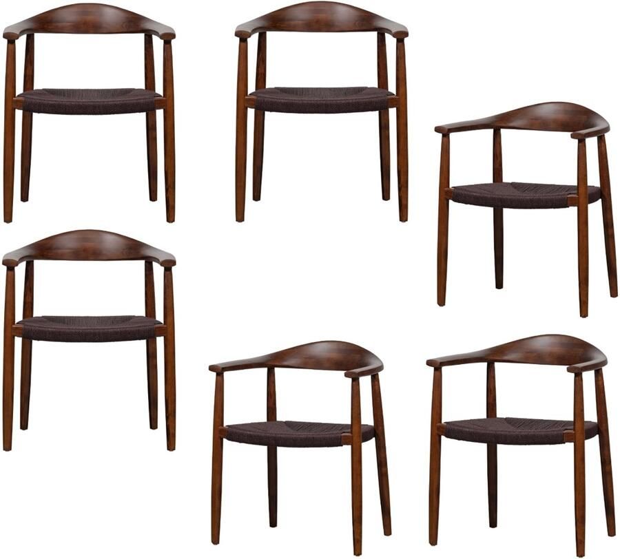 Vtwonen Embrace Eetkamerstoel Gevlochten Hout Donkerbruin 76x64x53