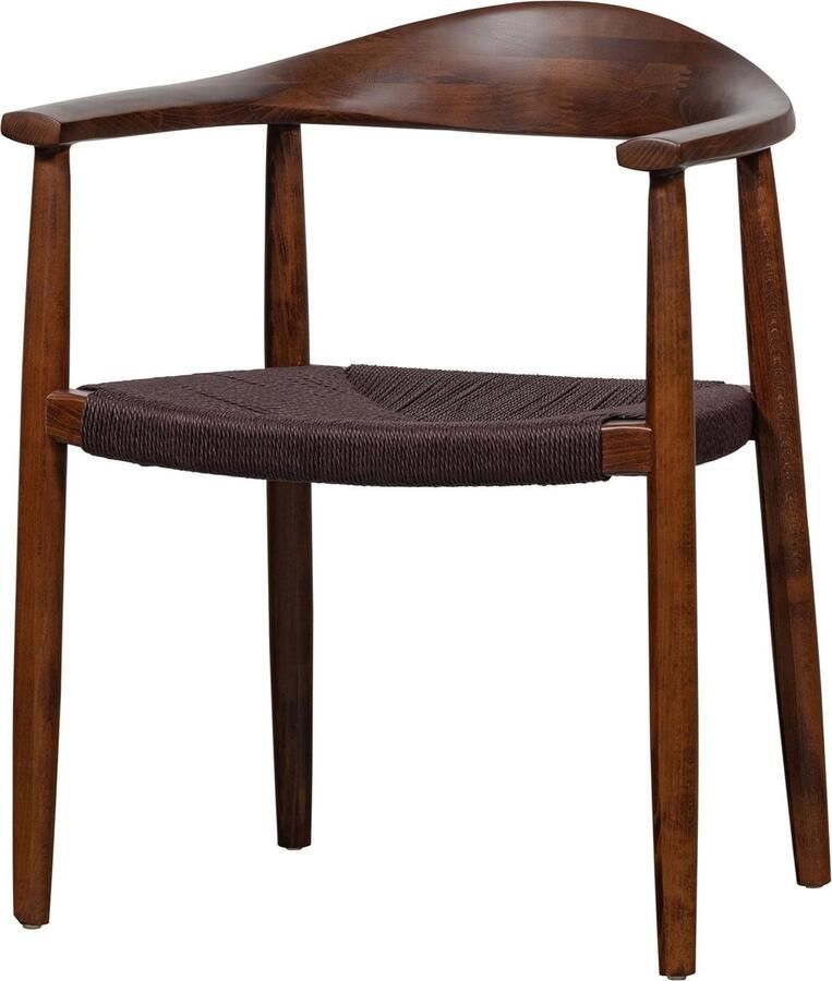 Vtwonen Embrace Eetkamerstoelen Gevlochten Donkerbruin Set van 2