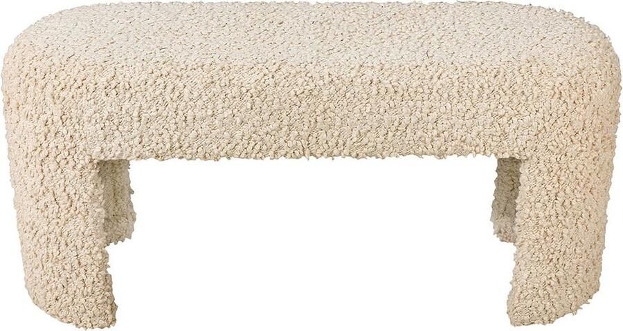 Vtwonen Halbankje Bank Woonaccessoires Wit Meubel Bouclé Stof Houten bankje 100x35x45cm - Foto 2