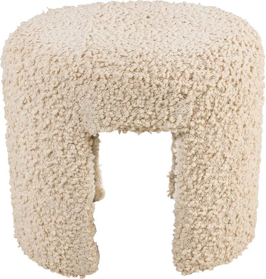 Vtwonen Halbankje Kleine Bank Woonaccessoires Wit Meubel Bouclé bankje 50x35x45cm - Foto 2