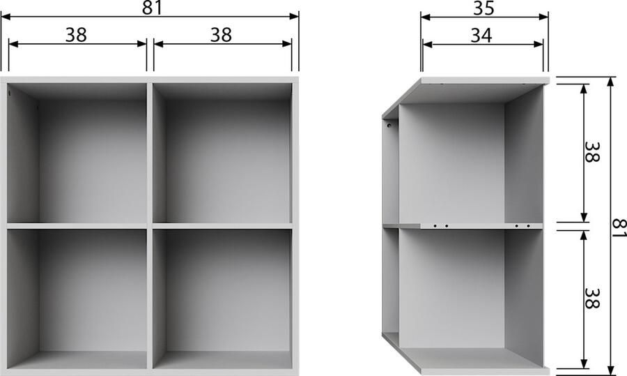 Vtwonen Lower Case Four Open Eindeloos Stapelen Met Elementen Massief Grenen Betongrijs 81x81x35 cm