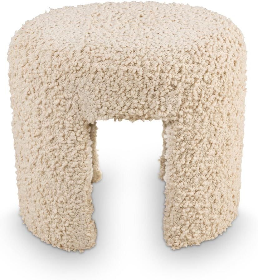 Vtwonen Halbankje Kleine Bank Woonaccessoires Wit Meubel Bouclé bankje 50x35x45cm