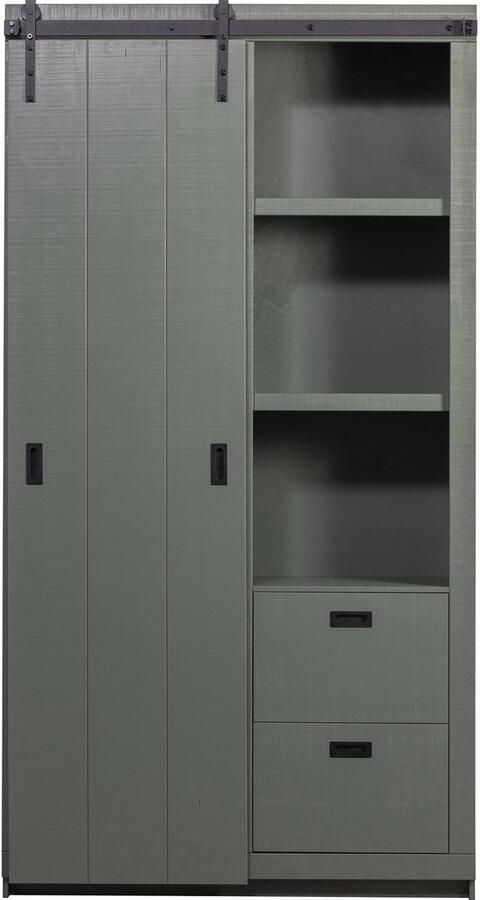 Vtwonen Wandkast Schuifdeurkast Barn Grenen Groen 122x230x37 cm (BxHxD) Metalen Rail Woonexpress - Foto 5