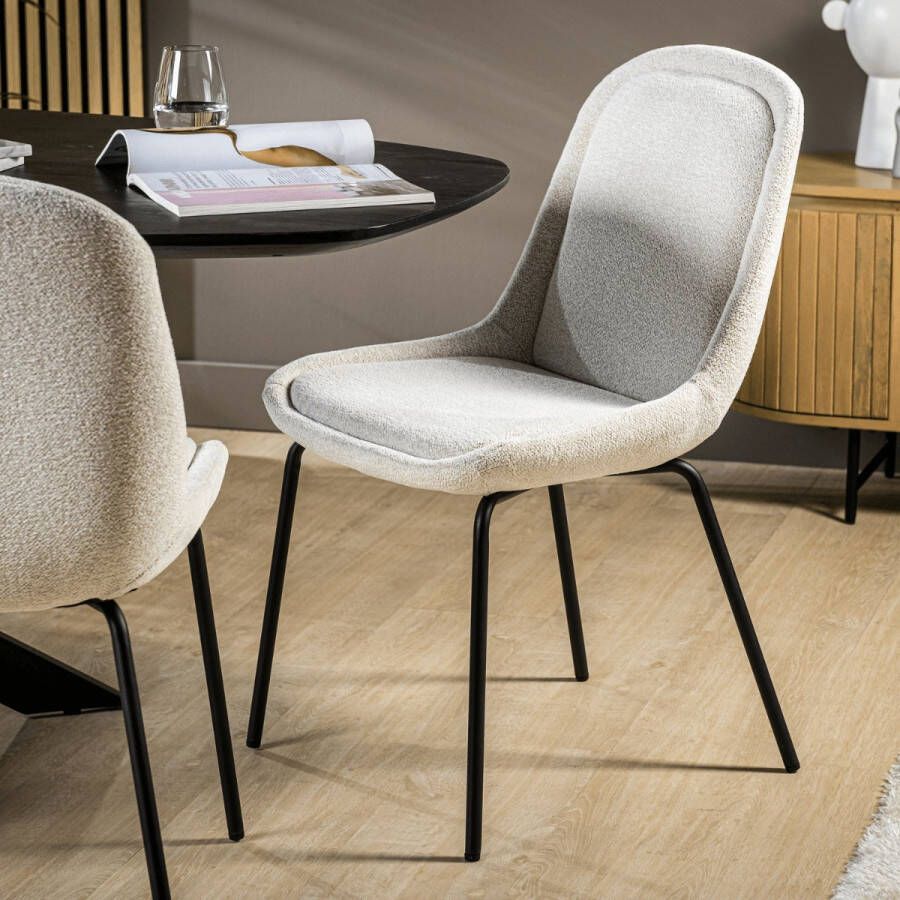 Vurna Birka eetkamerstoel stof naturel (Set van 2) - Foto 3