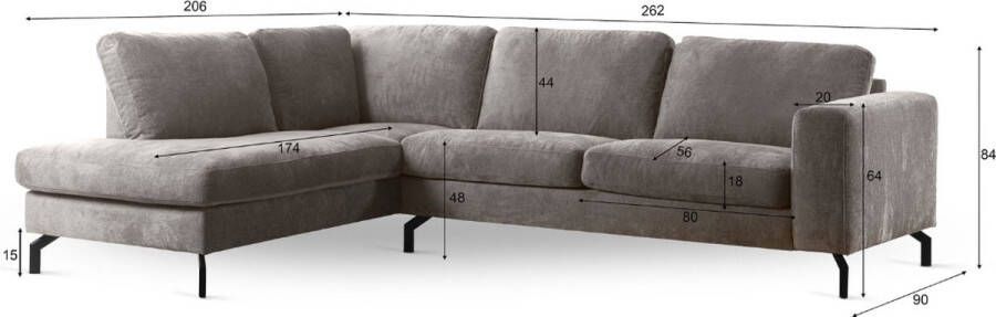 Vurna Cayden 3-zits hoekbank links stof grijs - Foto 2