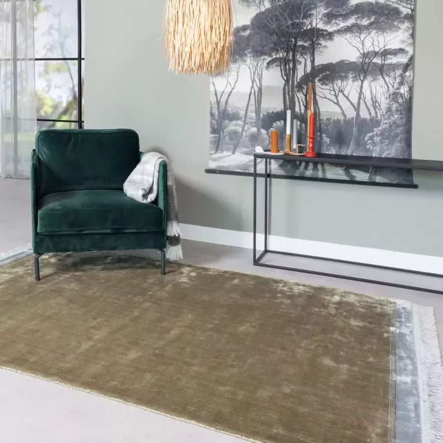 Vurna Cedy vloerkleed katoen polyester vintage groen grijs 160x230 cm