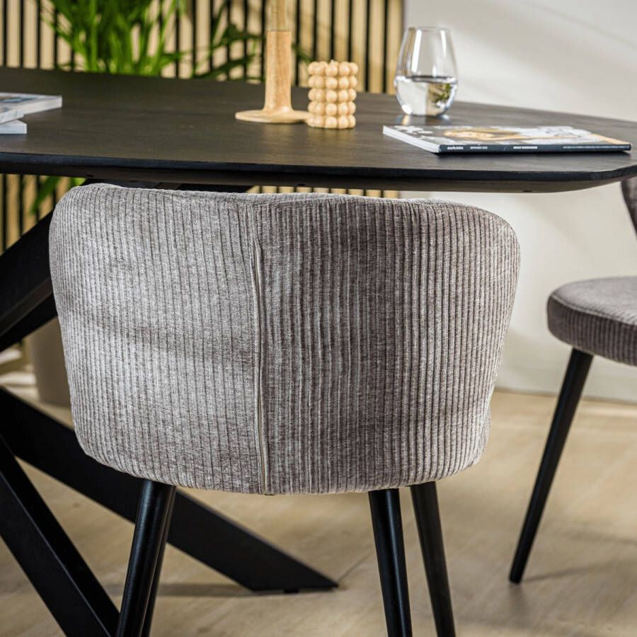 Vurna Culo eetkamerstoel ribstof taupe (Set van 2) - Foto 2