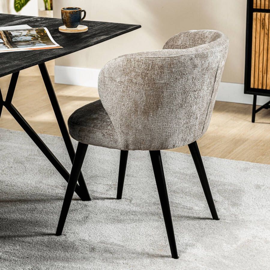 Vurna Culo eetkamerstoel roman stof champagne (Set van 2)