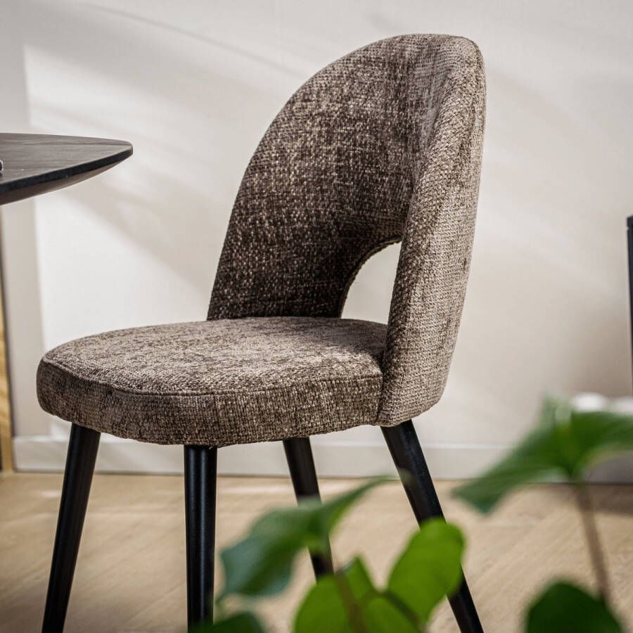 Vurna Devin eetkamerstoel stof bruin - Foto 2