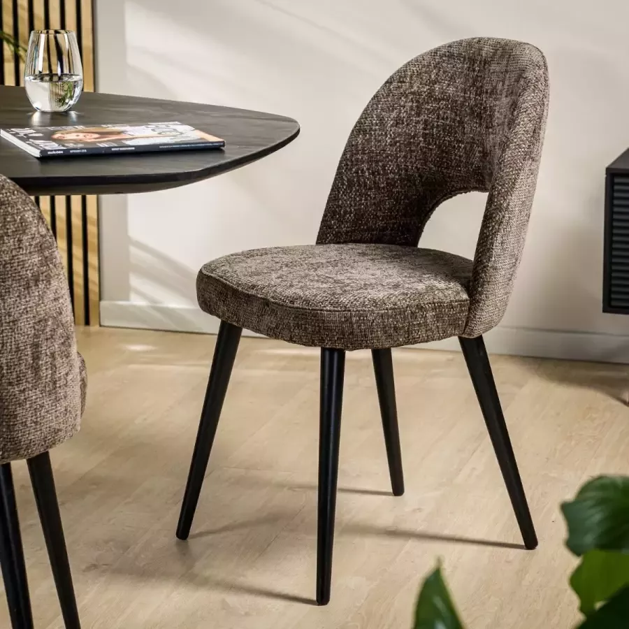 Vurna Devin eetkamerstoel stof bruin