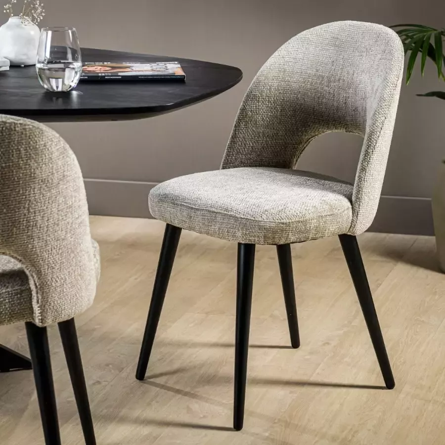 Vurna Devin eetkamerstoel stof naturel