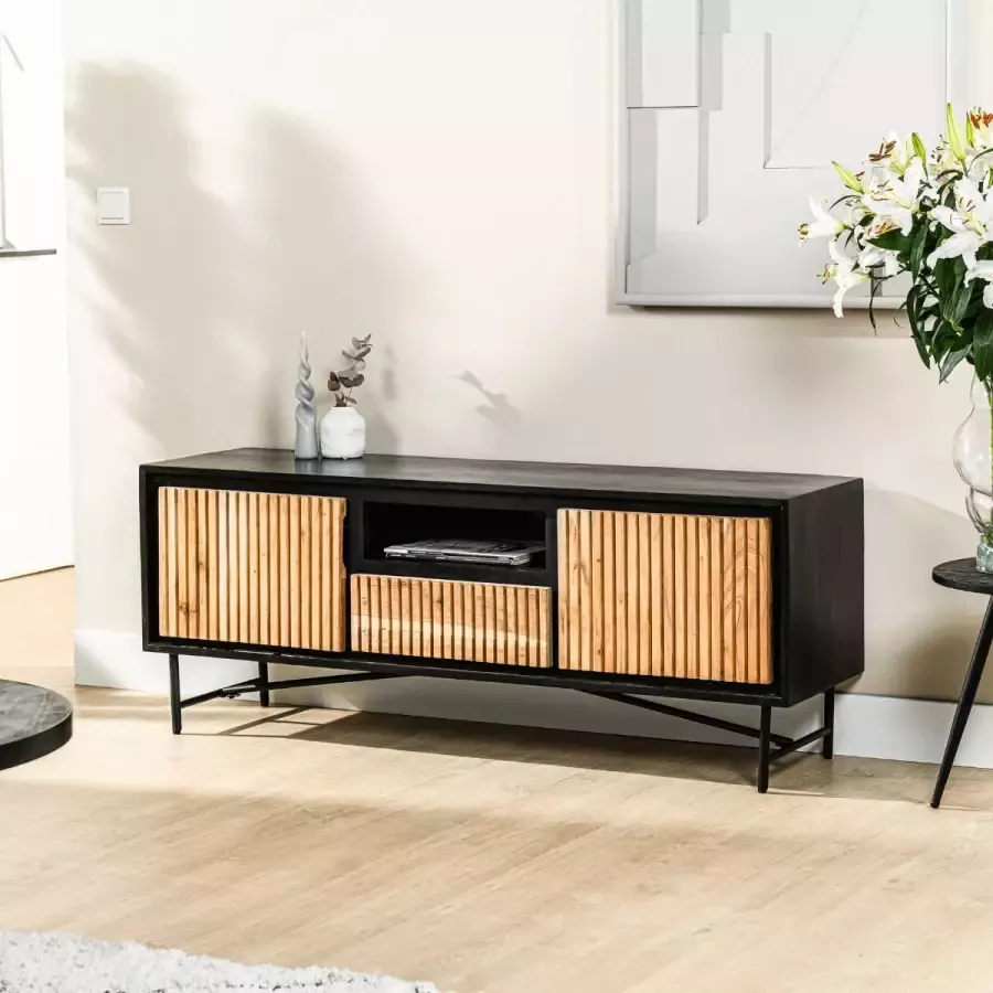 Vurna Haki tv-meubel 140cm naturel zwart