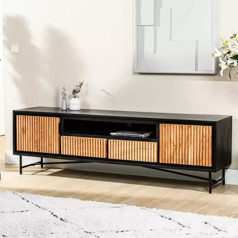 Vurna Haki tv-meubel 180cm naturel zwart
