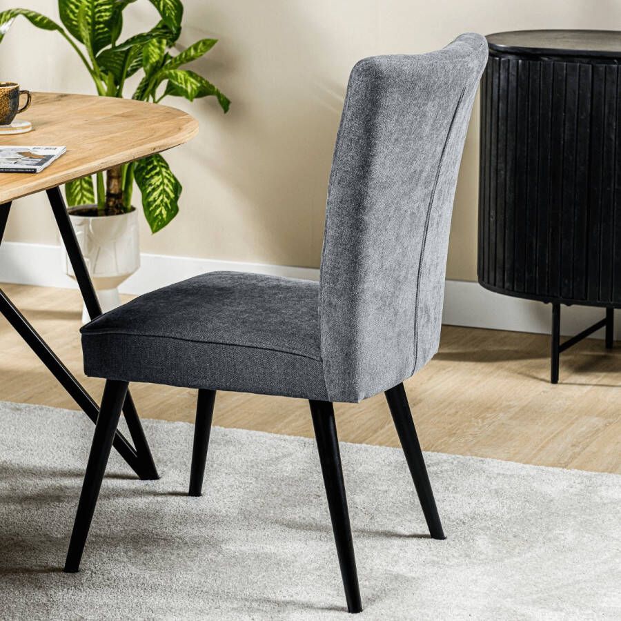 Vurna Hesta eetkamerstoel jameson stof antraciet (Set van 2) - Foto 2