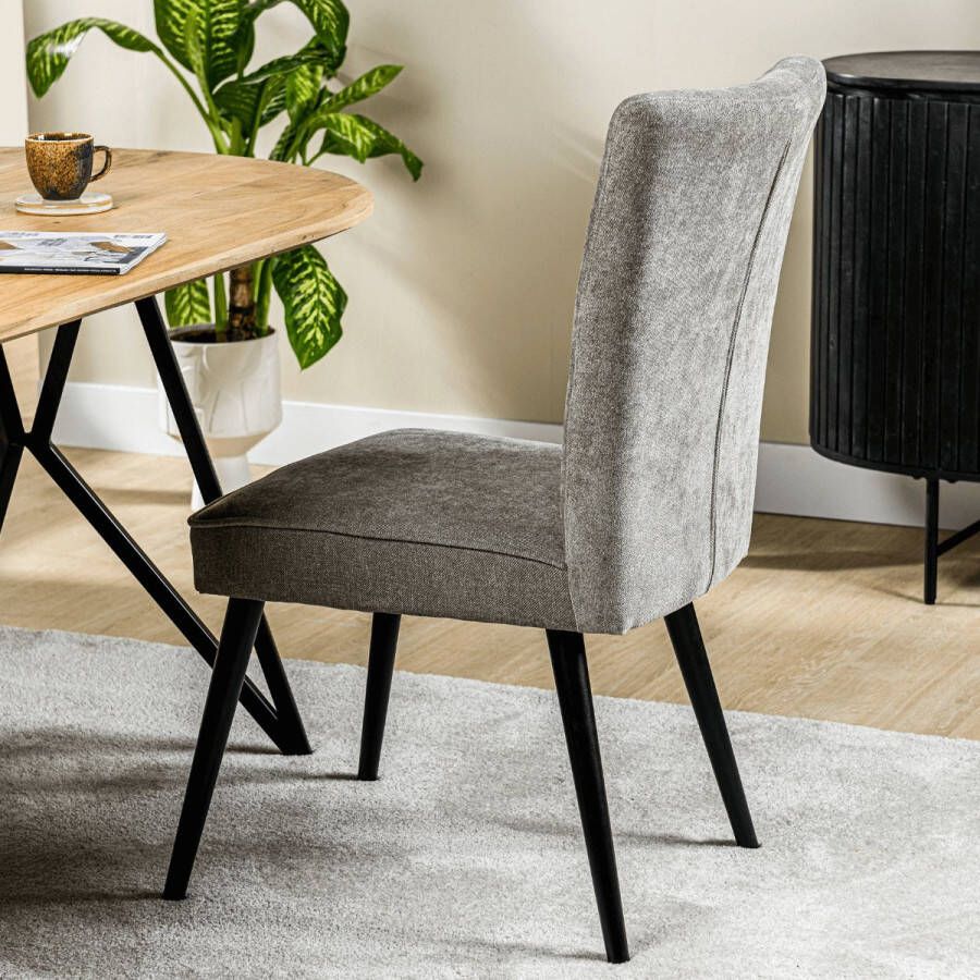 Vurna Hesta eetkamerstoel jameson stof taupe (Set van 2) - Foto 2