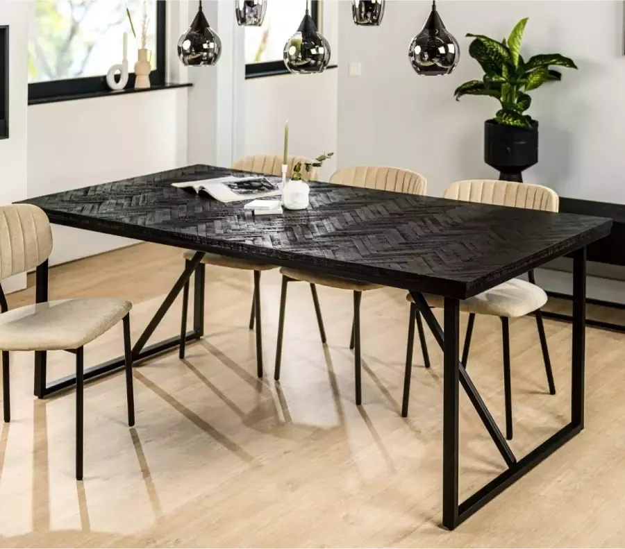 Vurna Reinier eettafel teakhout zwart 200x100 cm - Foto 5