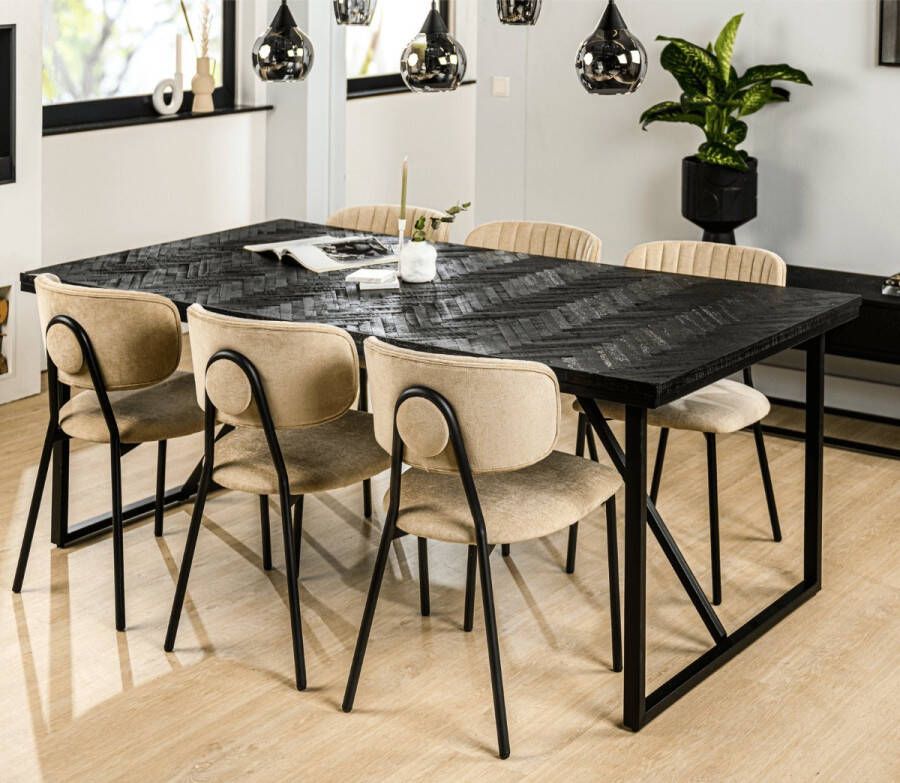 Vurna Reinier eettafel teakhout zwart 200x100 cm - Foto 3