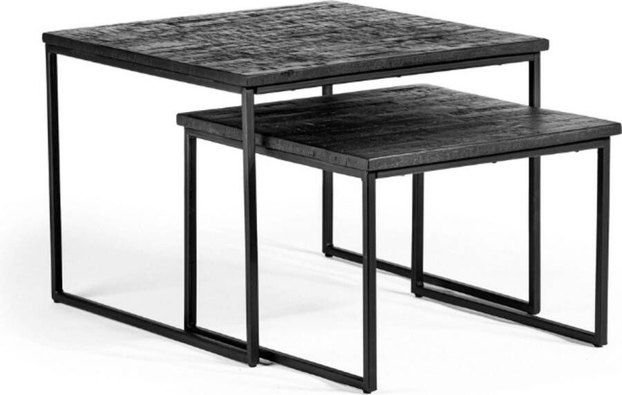 Vurna Laro salontafel teakhout zwart | set van 2 - Foto 2