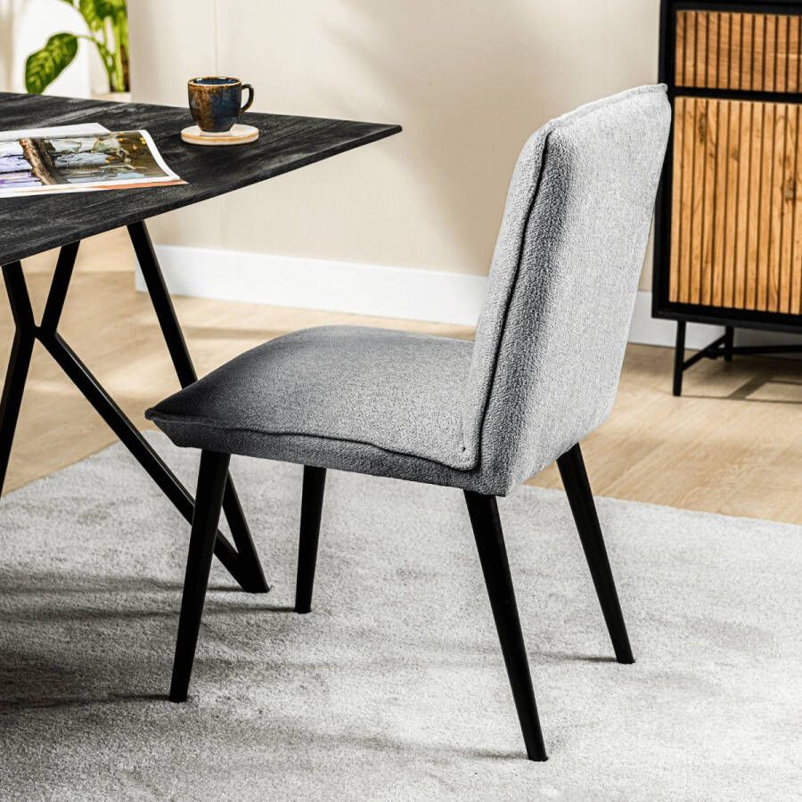 Vurna Malo eetkamerstoel heaven stof grijs (Set van 2) - Foto 2