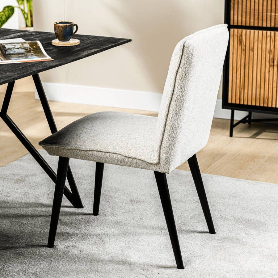 Vurna Malo eetkamerstoel heaven stof naturel (Set van 2) - Foto 2