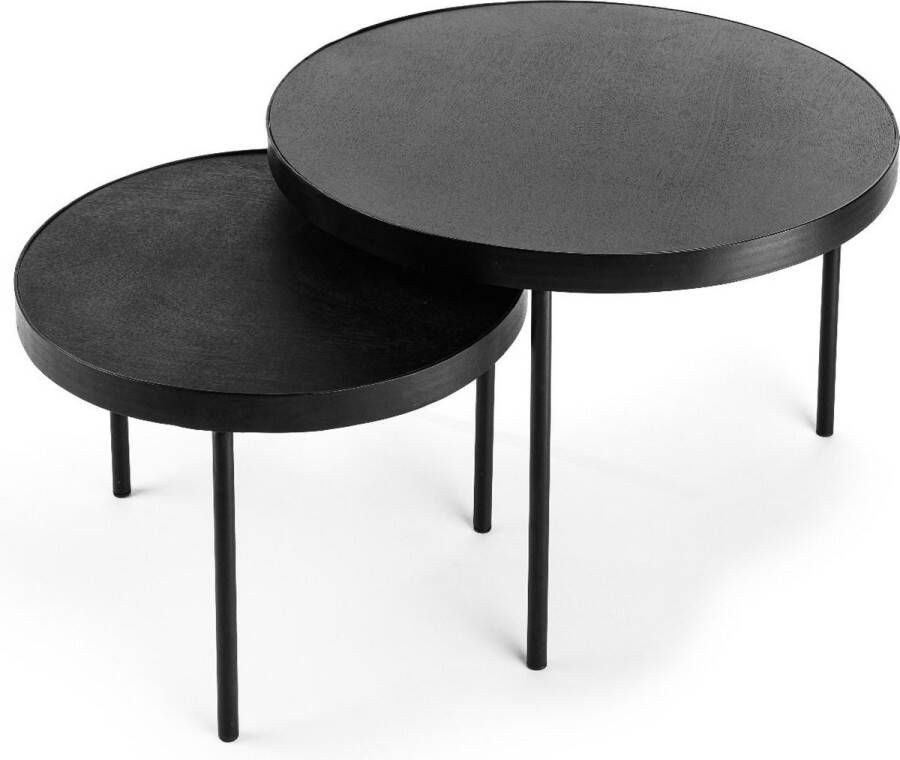 Vurna Nathan salontafelset van 2 acaciahout zwart