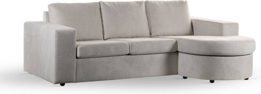 Vurna Niall 3-zits hoekbank links rechts stof beige