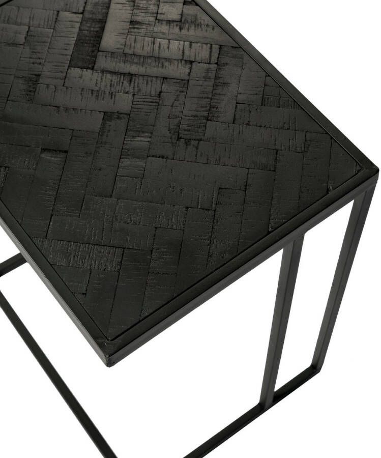 Vurna Reinier zwart teak visgraat laptoptafel 45x35x54 cm - Foto 1