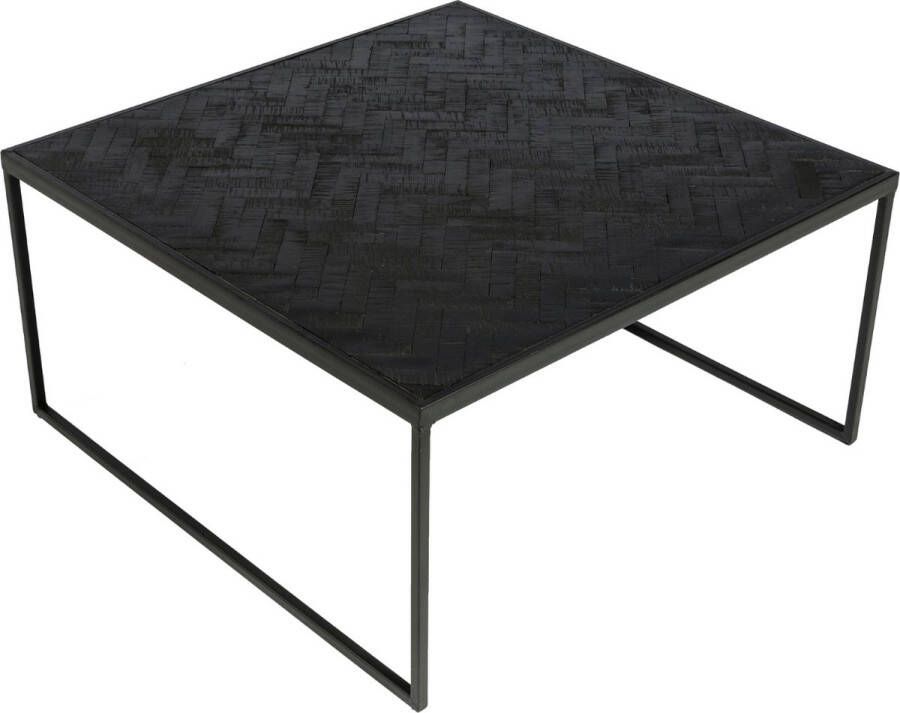 Vurna Reinier zwart teak visgraat salontafel 80x80x40 cm