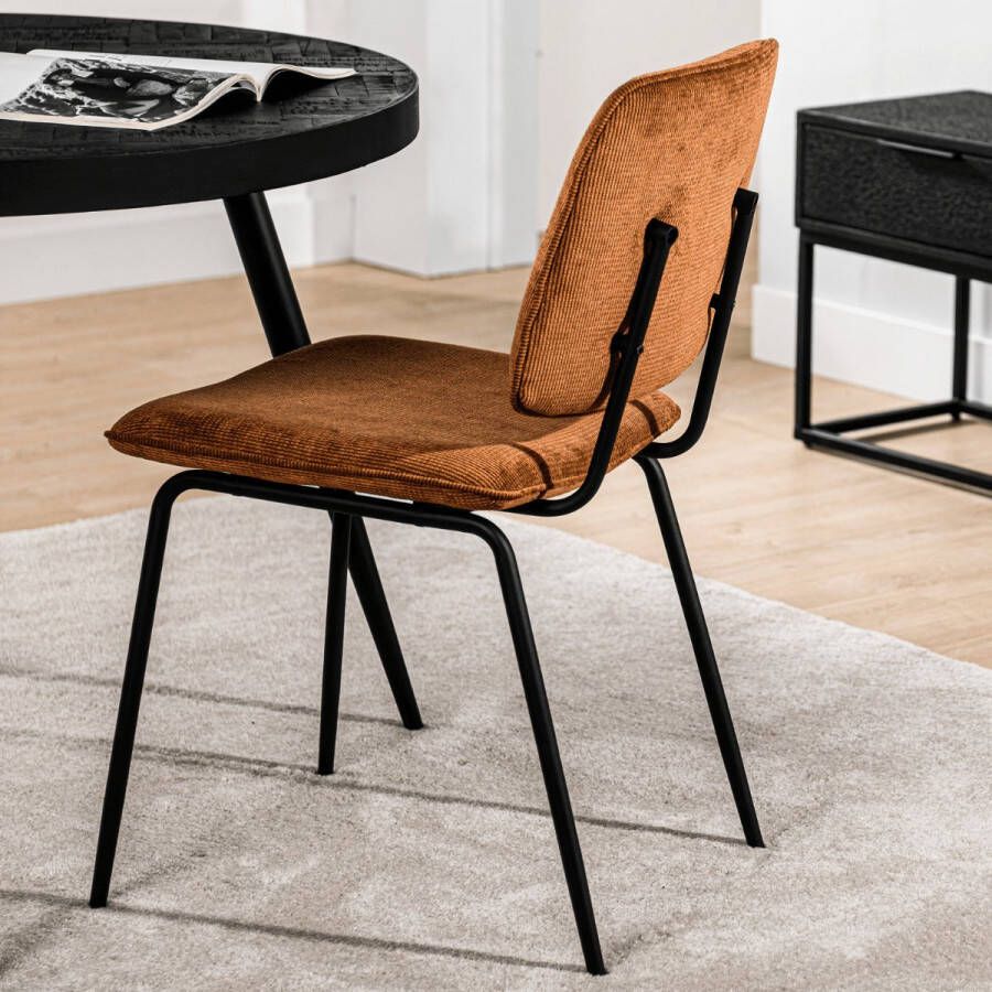 Vurna Ribel eetkamerstoel wave rib koper (Set van 2)