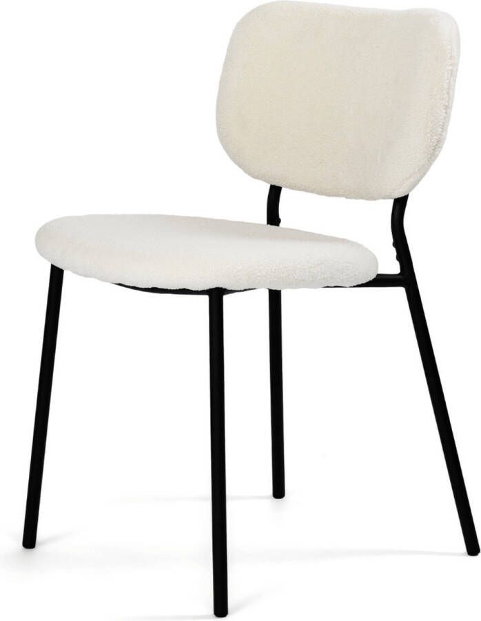 Vurna Rutger eetkamerstoel teddy stof naturel (Set van 2)